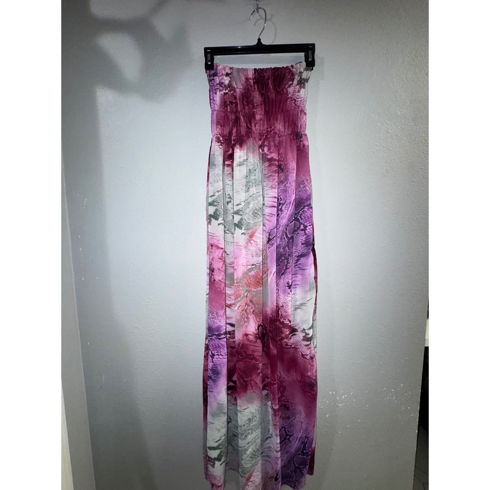 Daytrip Abstract Print Smocked Strapless Maxi Dress Womens Small